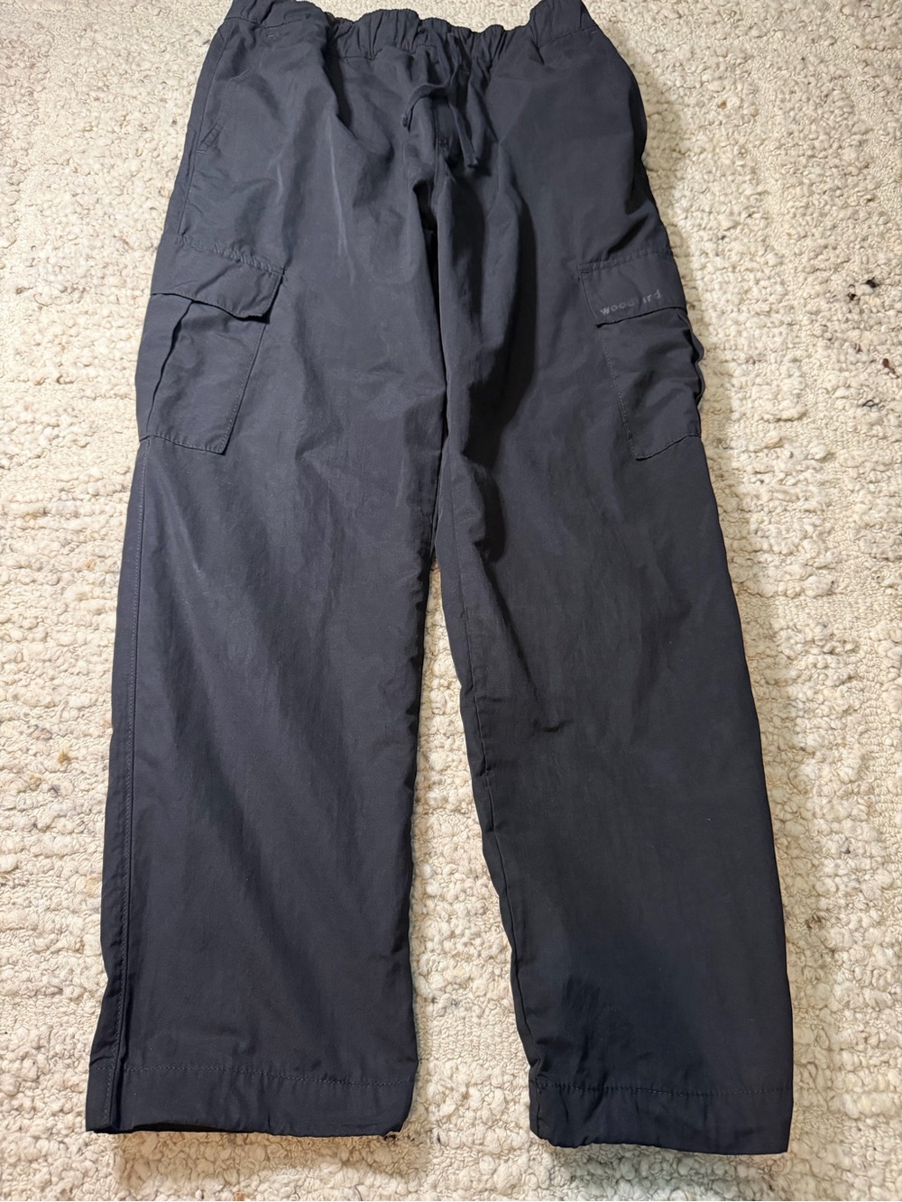 Woodbird Men's Black Cargo Pants with Elastic Waist and Utility Pockets